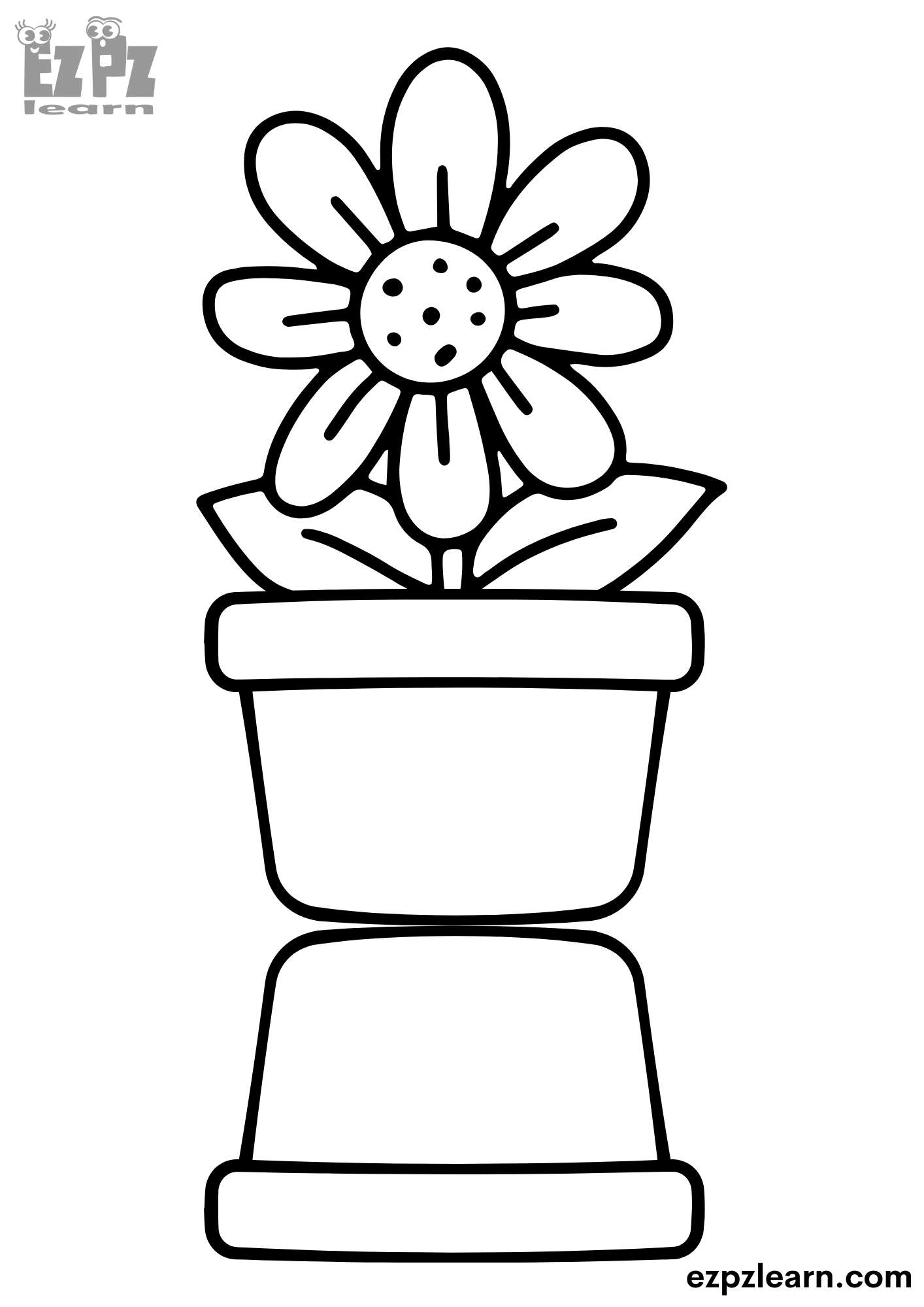 Happy Women's Day Flower and Pot Coloring Card Activity for Kids pdf